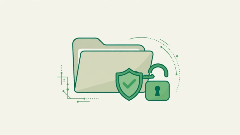 Ransomware recovery: a folder protected by a shield with an unlocked padlock