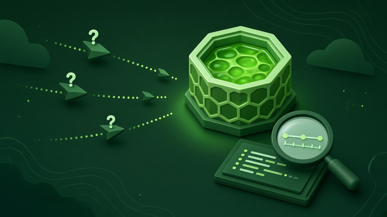 Illustration of a honeypot server being probed while an analyst inspects a log timeline